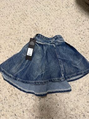 Fashion Nova Dark Wash Denim Mini Skort